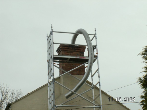 The liner is always installed from the top of the chimney