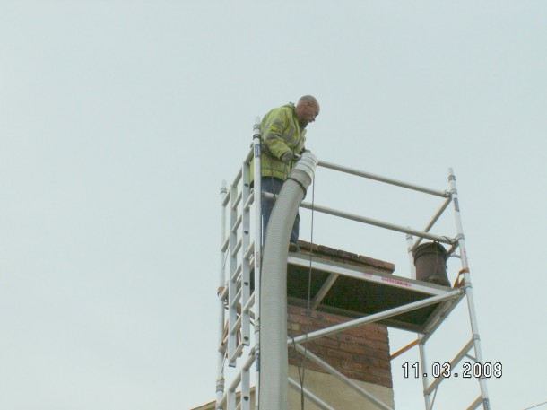The liner is always installed from the top of the chimney