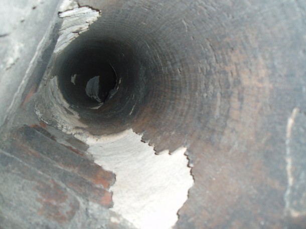 Poorly concrete lined chimney - This was not lined by a NACE Registered installer.